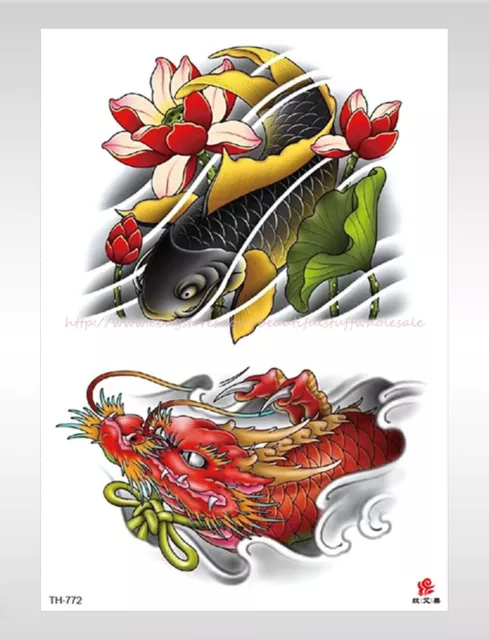 Mens Jeans Japanese Pattern Embroidery Denim Pants Dragon Carp Koi Fish  Flower