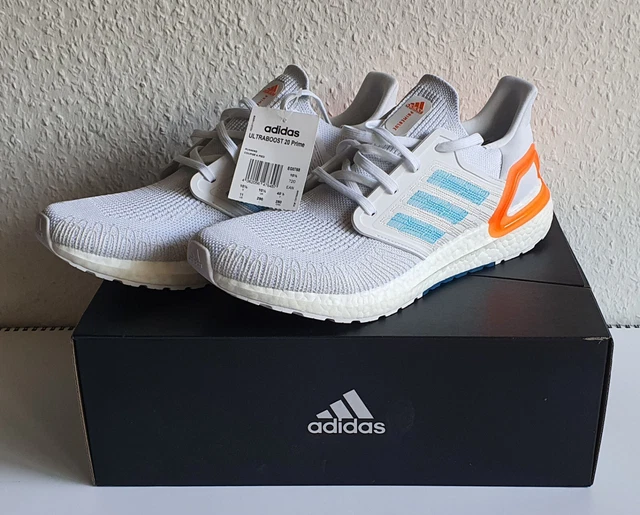 Adidas UltraBoost 20 White Primeblue Orange Limited Edition 45 1/3 US 11 UK 10,5