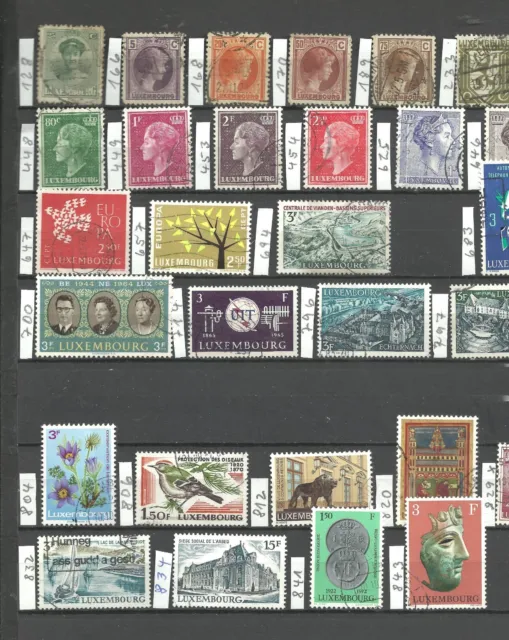 Luxemburg  (1921-1972),  Lot mit 28 verschiedenen Werten, gestempelt (used)
