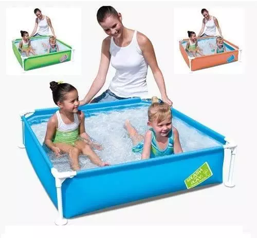 Bestway My First Frame Pool Kids Above Ground Swimming Pool, Blue