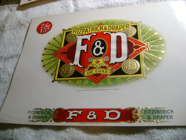 Draper Label FITZPATRICK & DRAPER-VINTAGE Inner Cigar Box -Embossed Label- $3.99 ...
