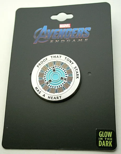 Marvel Comics Iron Man Arc Reactor Heart Glow In Dark Collectors Pin New MOC