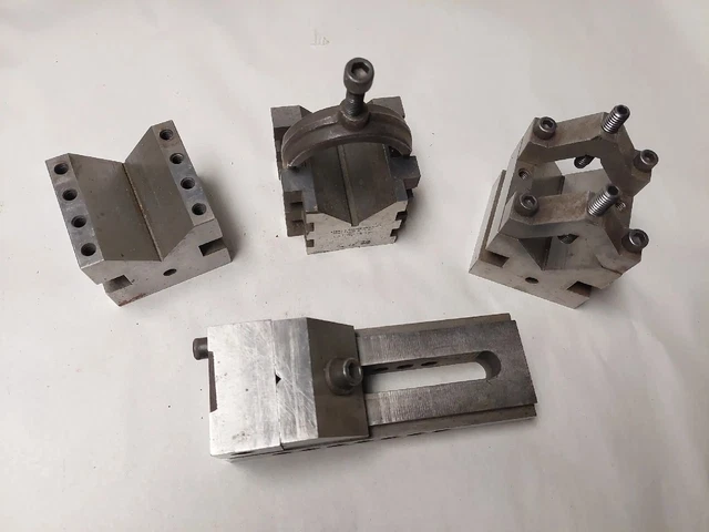 Lot Of Machinist Blocks Brown & Sharpe Model No. 750-B V-Block Vise Tools Other
