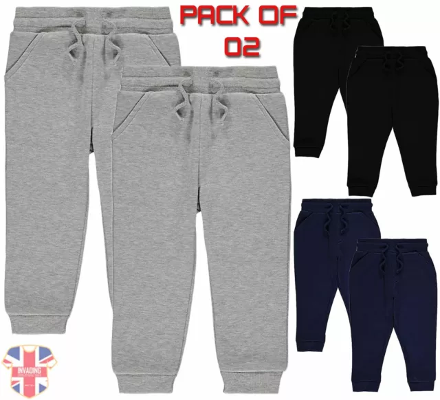 Confezione da 2 pantaloni tuta in pile ragazze ragazzi bambini che fanno jogging scuola PE Regno Unito
