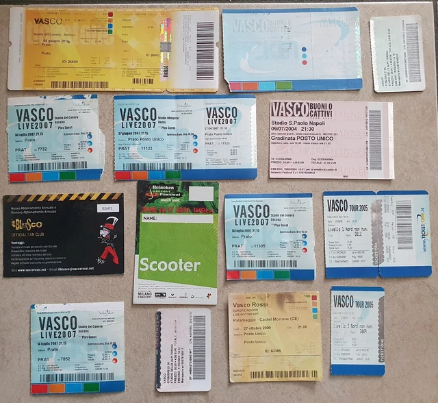 VASCO ROSSI Lotto Biglietti da collezione