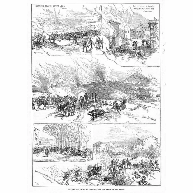 SPAIN THE CARLIST War Scenes from the Battle of San Marcos - Antique