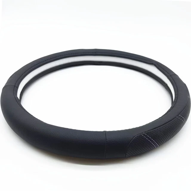 Car Steering Wheel Cover Black Fiber Leather Skidproof Decoration Accessories