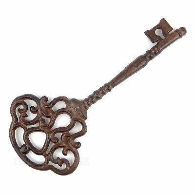 Large Jailer's Skeleton Key Cast Iron Victorian Antique Style Decorative 13 1/4"