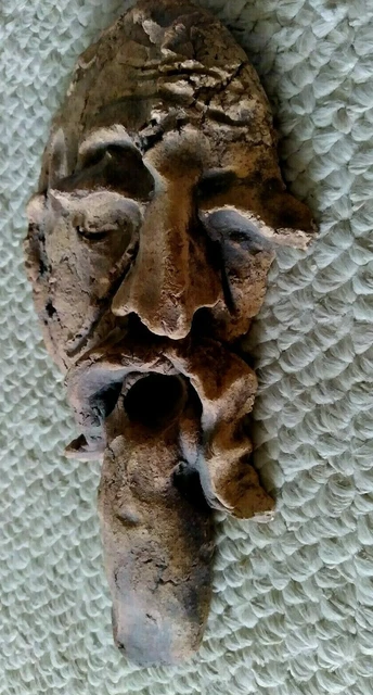 Art, Ceramic Wall Sculpture Old Man with Beard, Signed 9 1/2" x 5 1/4"