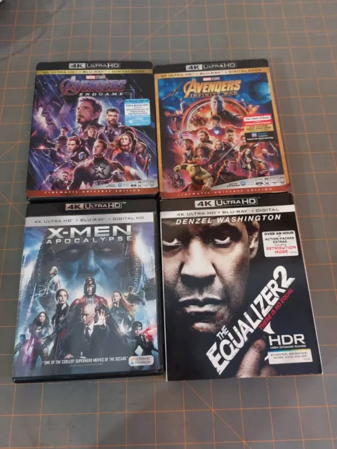 4k Ultra HD Bluray Lot Avengers Infinity War Endgame Equalizer 2 Xmen Apocalypse