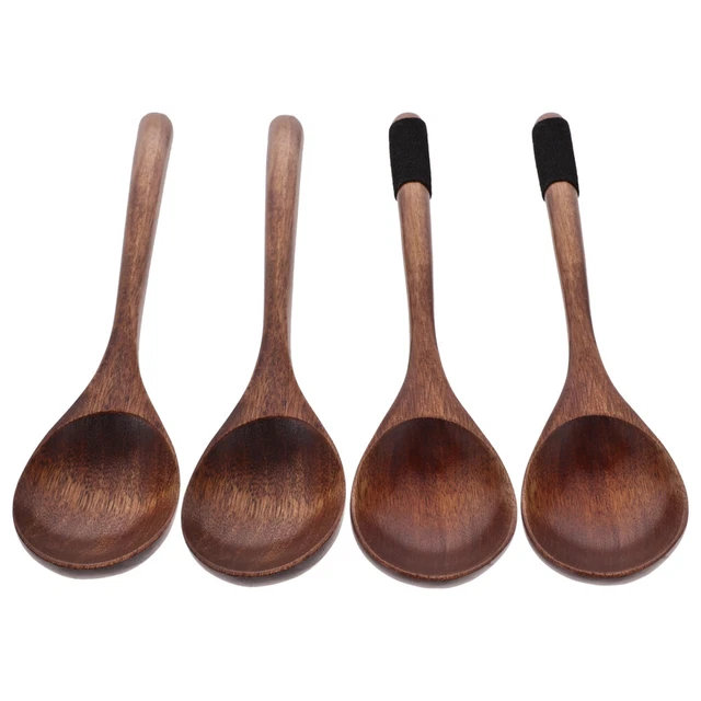 4pcs Holzlöffel Dinner Löffel Haushaltslöffel Lebensmittellöffel Mischen