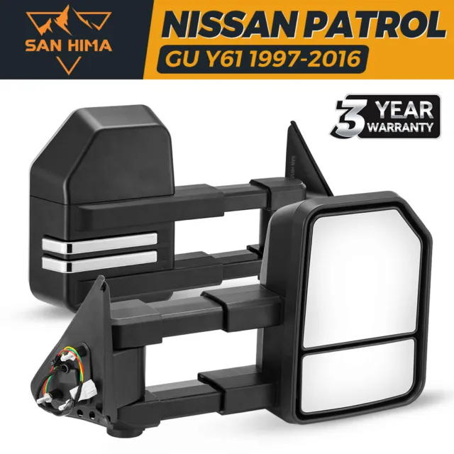 San Hima Pair Extendable Towing Mirrors for NISSAN PATROL GU/Y61 1997-2016