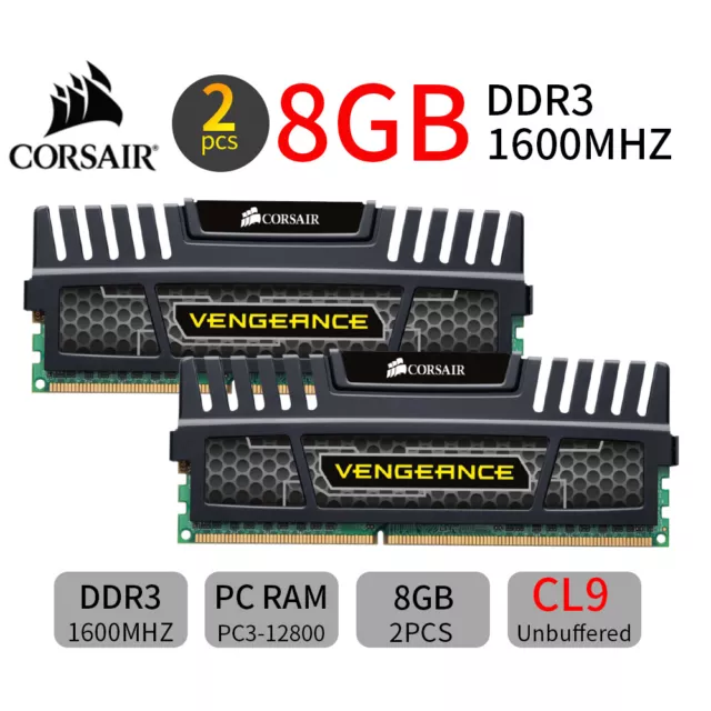 Corsair 16GB 2x 8GB DDR3 1600MHz CL9 PC3-12800 240Pin DIMM Desktop Memory RAM BT