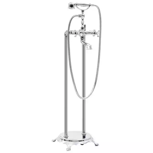 Robinet de Baignoire sur Pied Acier Inoxydable Mitigeur Argenté/Doré 2