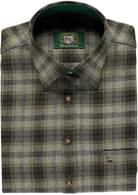 Camicia uomo OS Trachten® in flanella camicia boscaiolo uomo camicia da caccia camicia a quadretti NUOVA