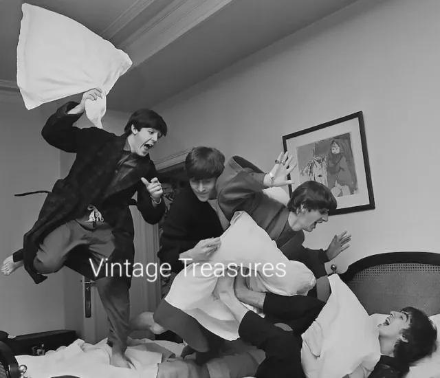 The Beatles have a Pillow Fight Photo Print Poster John Paul George Ringo