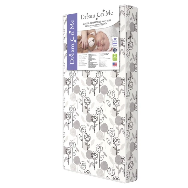 Dream on Me Supernova 150 Coil Crib & Toddler Mattress in Grey and Black I Light