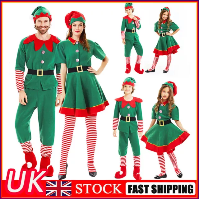 Women Lady Girl Elf Costume Christmas Fancy Dress Xmas Santa Helper Outfit Kit