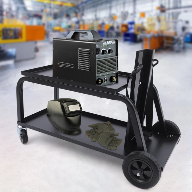 2 Tiers  Rolling Welding Cart Tank Storage for TIG MIG Welder Plasma Cutter 50kg