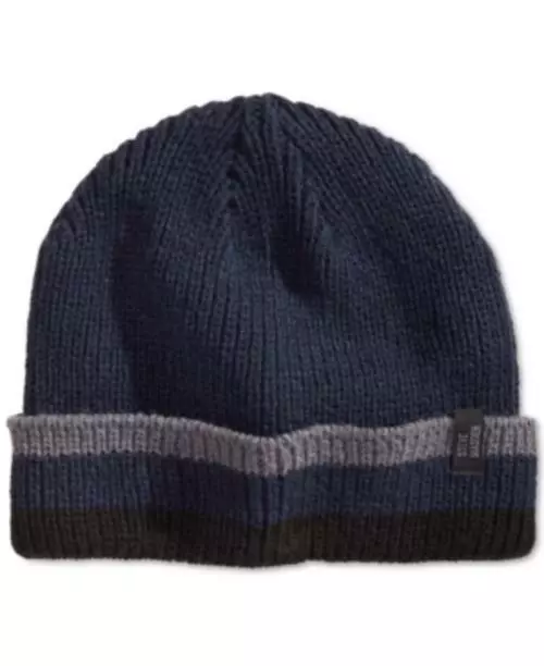 MSRP $32 Steve Madden Men's Striped Cuffed Beanie OSFA