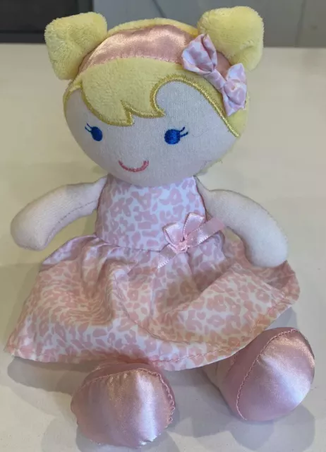 Carters Just One You Doll Rattle Plush Blonde Ballerina Soft Toy Pink Cheetah