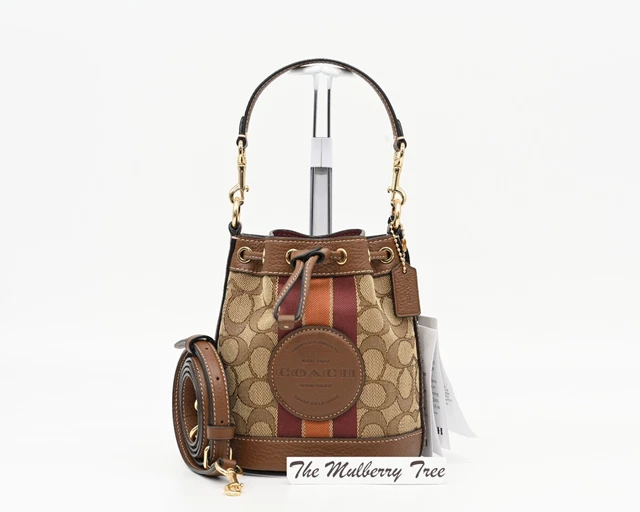 COACH DEMPSEY MINI Bucket Bag Crossbody Signature Jacquard Stripe C8322