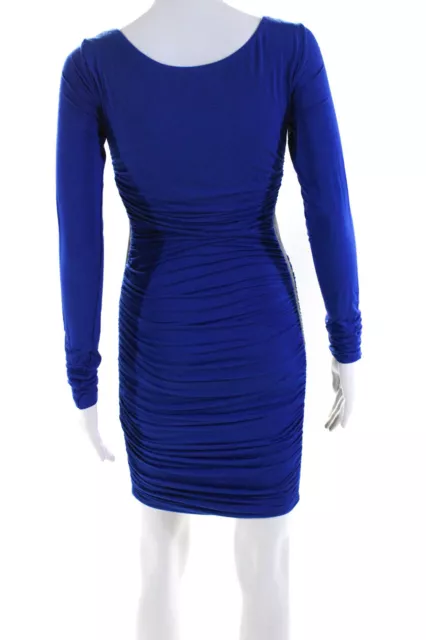 B44 Dressed by Bailey 44 Womens Scoop Neck Leather Trim Midi dress Blue Size S 3