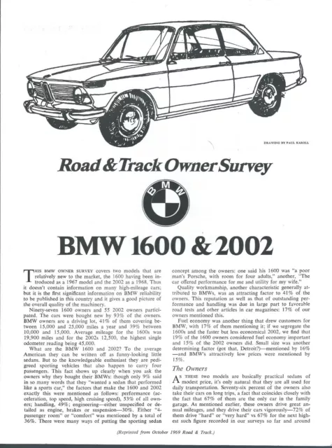 Auto Brochure - BMW - 1600 2002 - c1968/69 - 2 items (A1132) 2