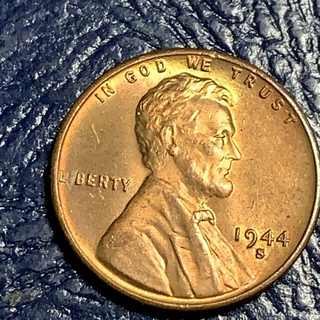 1944 S  San Francisco Mint Lincoln Cent ~ Bu/Unc /Toning #30