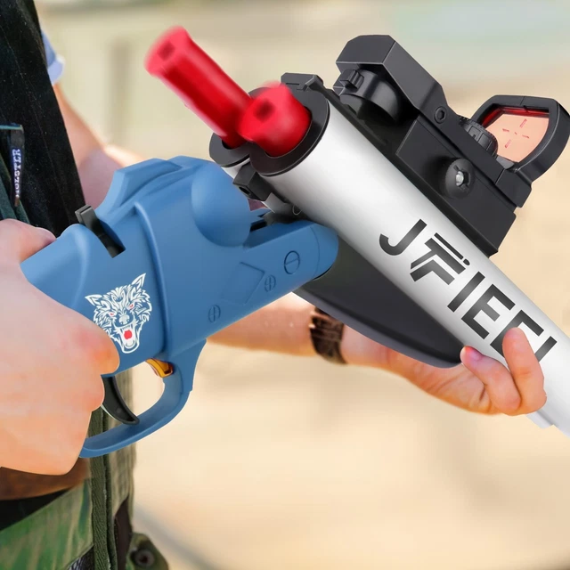 DOUBLE BARREL SHOTGUN Shell Ejecting Toy Soft Bullet Sawed-Off Foam ...
