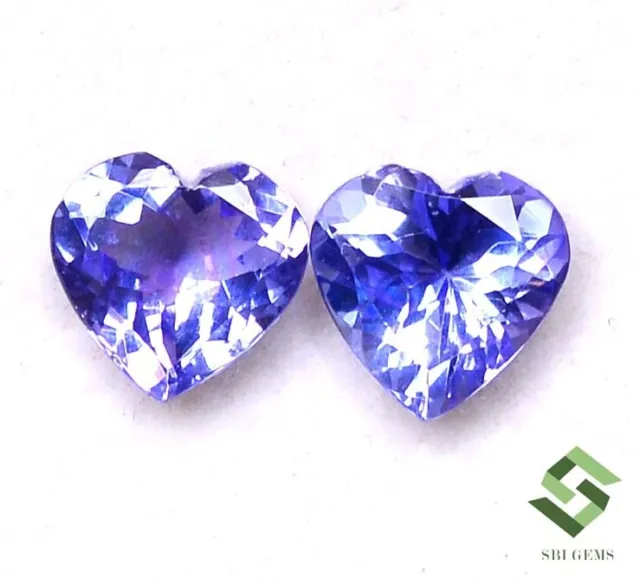 7x7 mm Certified Natural Tanzanite Heart Shape Cut Pair 2.34 CTS Loose Gemstones