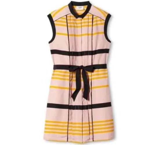 NWT JASON WU For Target Designer Size L Pink Yellow Black Striped Shirt Dress