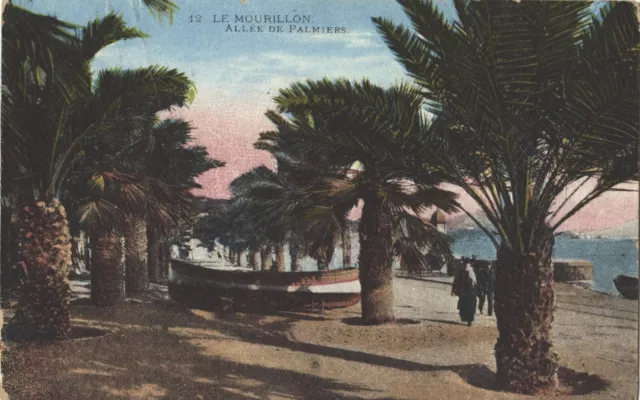 Le MOURILLON Allée des Palmiers 83 CPA couleur écrite par FERNAND le  23-5-1915