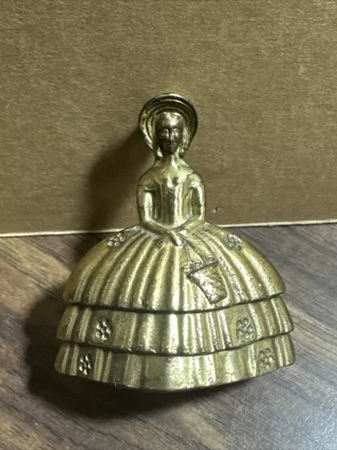 Vintage Brass Welsh Lady Bell With Clanger In Good Working Order