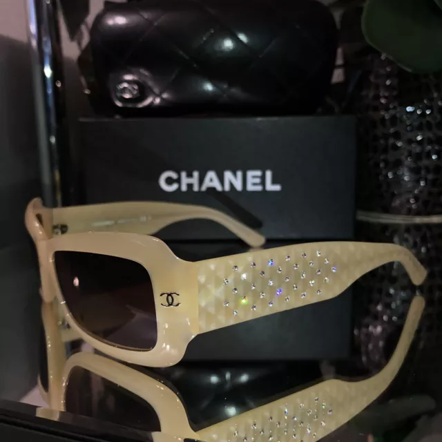 CHANEL SUNGLASSES SWAROVSKI Crystal 5099-B Nude Quilted Frames Eyeglasses  RARE! $399.95 - PicClick