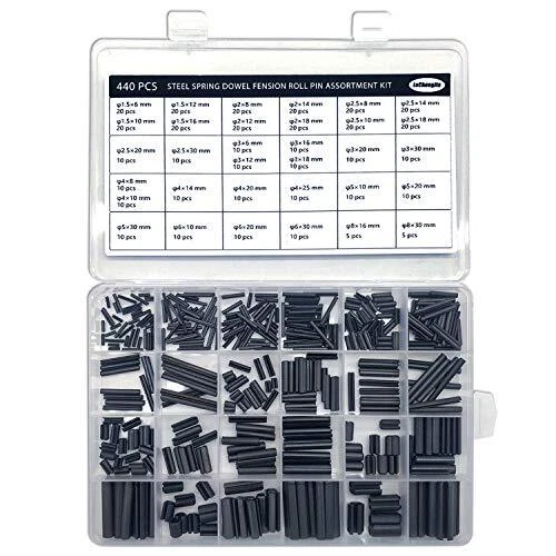 440 pz set assortimento spille a molla scanalate tassello a molla diviso in acciaio