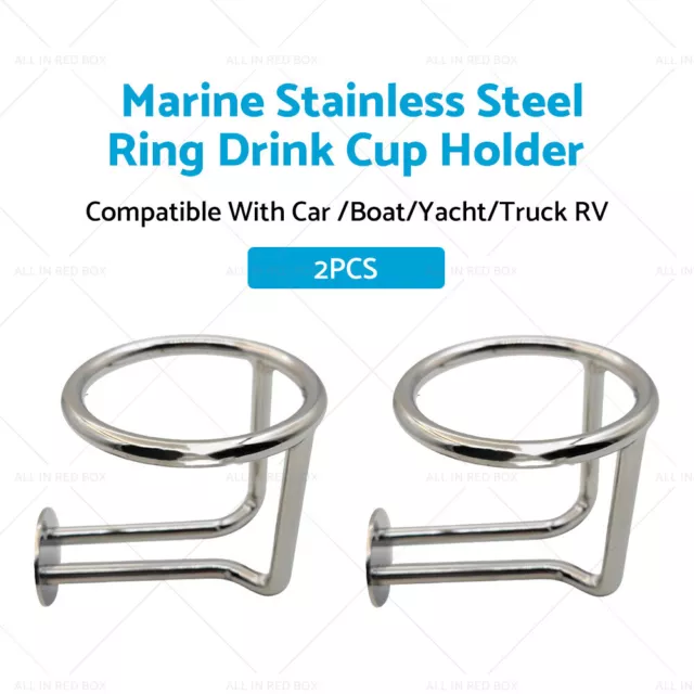 2X Marine Stainless Steel Ring Drink Cup Holder for Car /Boat/Yacht/Truck RV