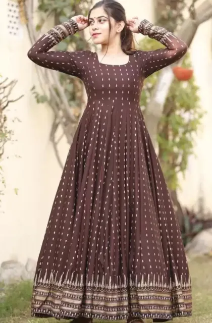 Indian Flared Kurta Kurti Bollywood Style Anarkali Gown PartyWear Dress Top  Suit | eBay