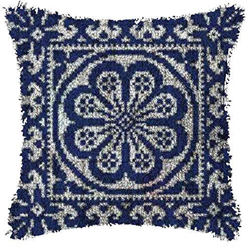 Hágalo usted mismo Kits de gancho de pestillo Kits de hilo Patrón de alfombra de almohada 16x16 pulgadas (40X40 cm) flor