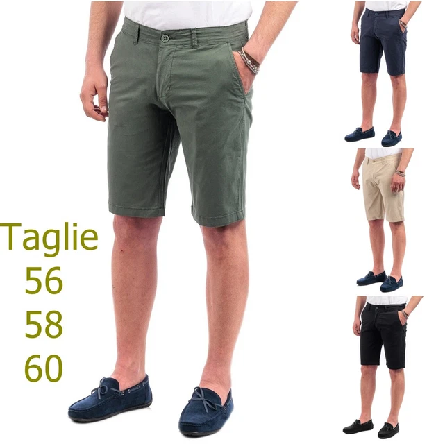Shorts Uomo Estivi In Cotone E Lino - Bermuda Comodi Con Coulisse, Tasche, Per Spiaggia E Casual - Foto 2