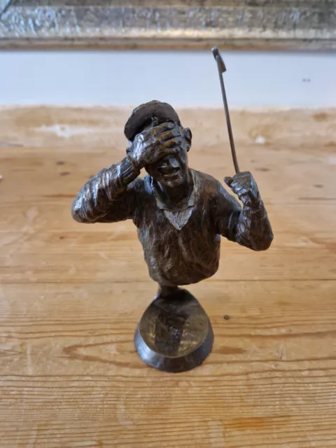 Mark Hopkins Bronze Golf Sculpture "I Can't Look" Signed Limited Edition 1993
