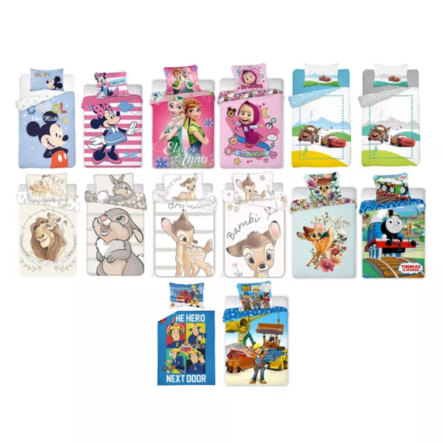 DISNEY Kinder Bettwäsche 100x135 2-tlg Winnie Minni Mickey Cars Frozen Baby JF