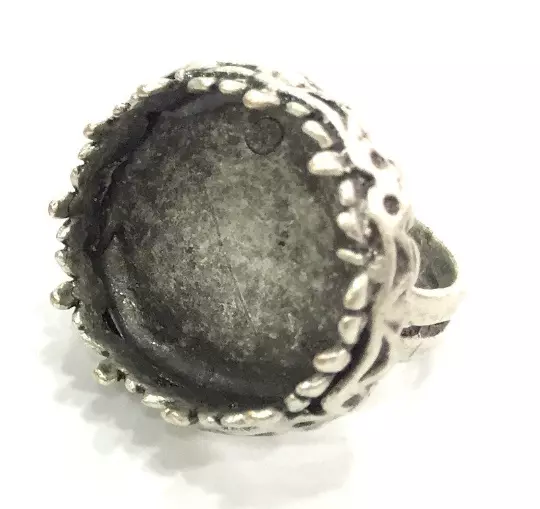 Ring Blank Setting Base Bezel Cabochon Antique Silver Plated Brass G5239