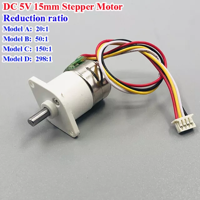 15BY Micro Mini 15MM DC 5V 2-Phase 4-Wire Metal Gearbox Gear Stepper Motor Robot