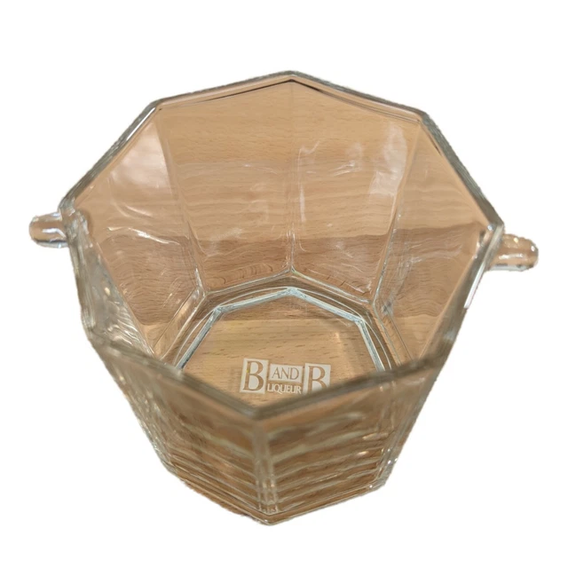 Vintage B & B Liqueur Clear Glass Ice Pail Bucket Candy Dish Made In France
