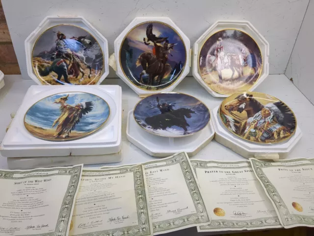 6x Franklin Mint Limited Edition Plate set American Indian Heritage Paul Calle