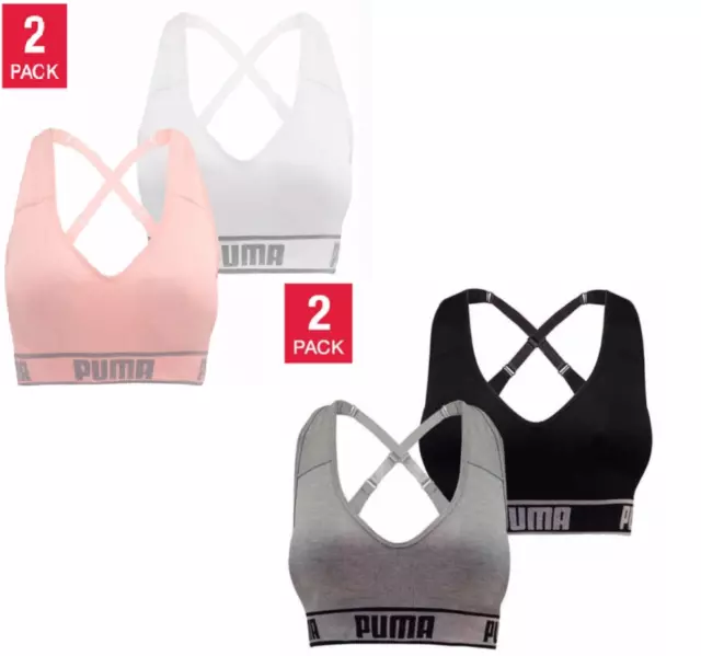 Women's Puma Medium Impact Seamless Sports Bra 2 Pack, Colors/Sizes, NWT