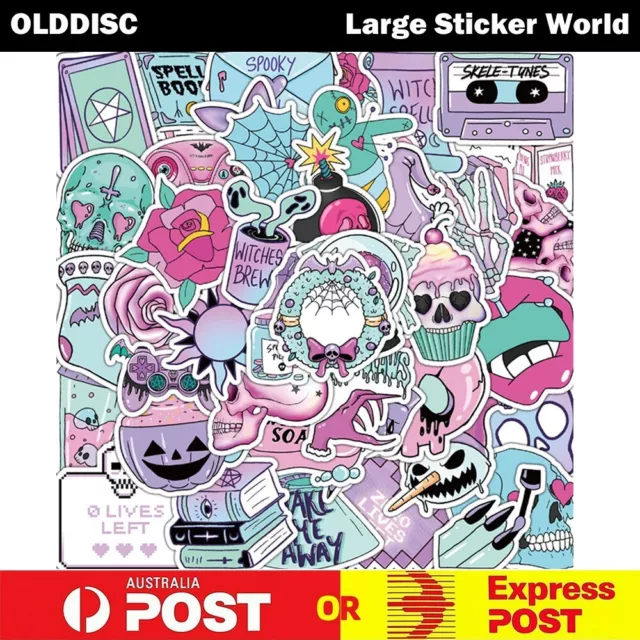 50pcs Pink Gothic Art Vinyl Sticker Luggage Car Laptop Skate Phone xBox PS5