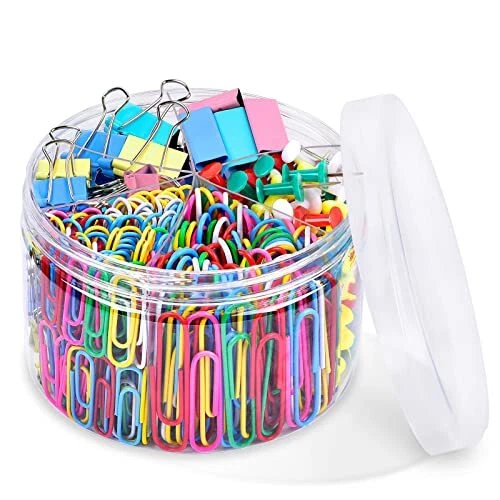 Binder Clips Paper Clips,  260pcs Colored Office Clips Set with Paper Clamps