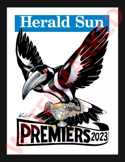 2023 Mark Knight Premiership Poster Framed Collingwood Afl Premiers Daicos